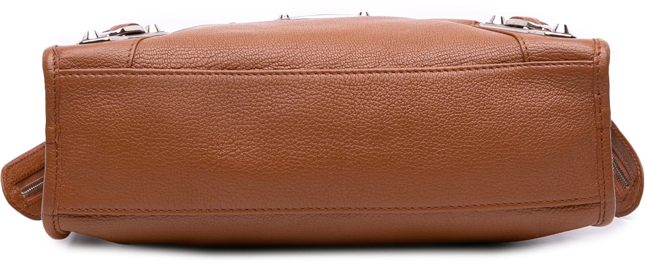 Balenciaga Small Chevre Motocross Classic Metallic Edge City Satchel Bruin