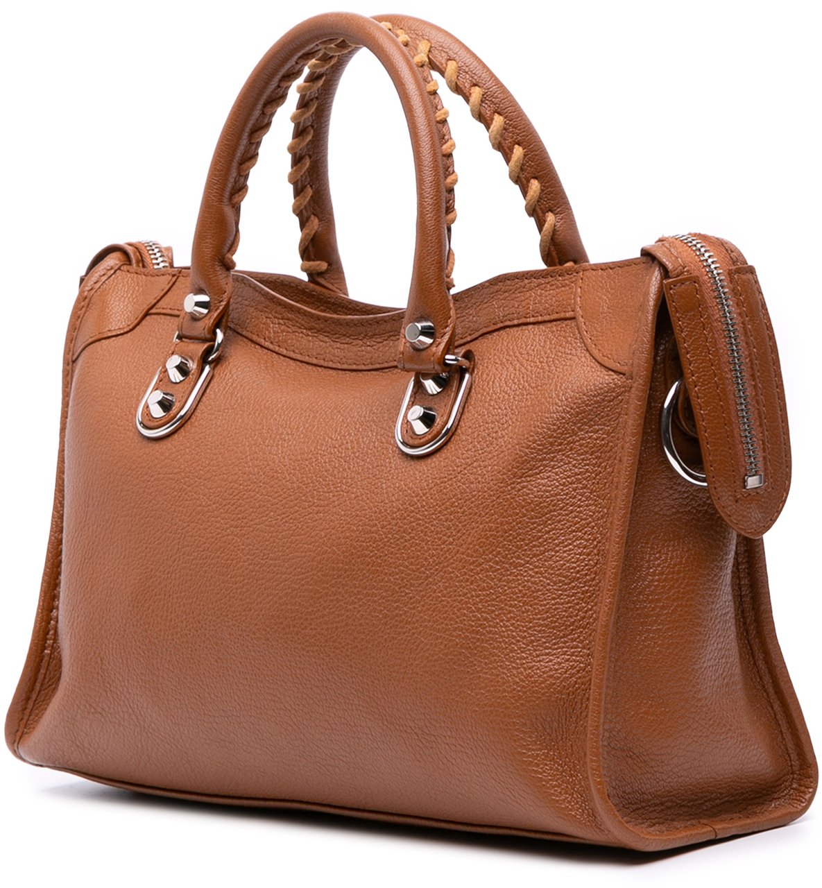 Balenciaga Small Chevre Motocross Classic Metallic Edge City Satchel Bruin