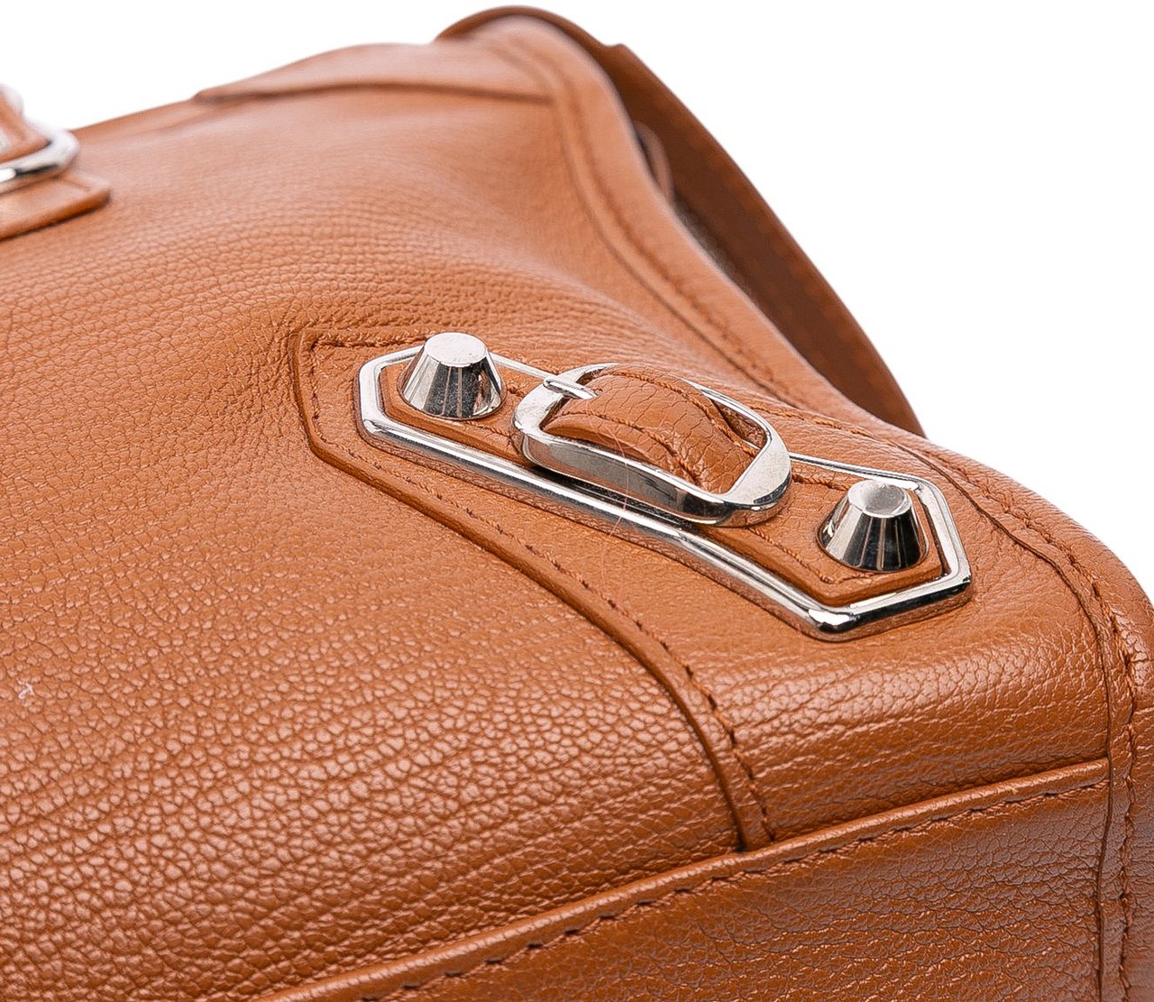Balenciaga Small Chevre Motocross Classic Metallic Edge City Satchel Bruin