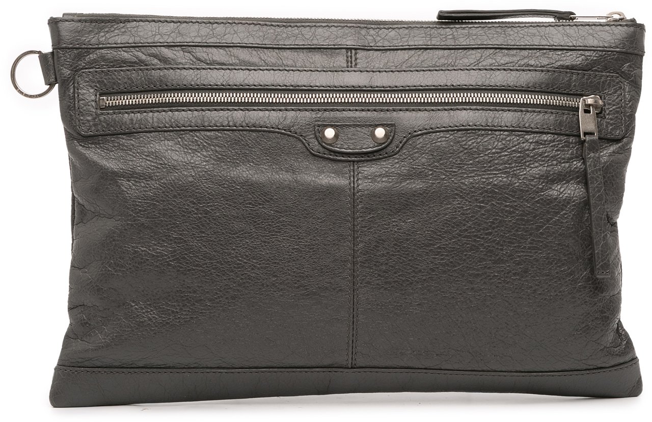 Balenciaga Lambskin Motocross Classic Clip L Clutch Zwart