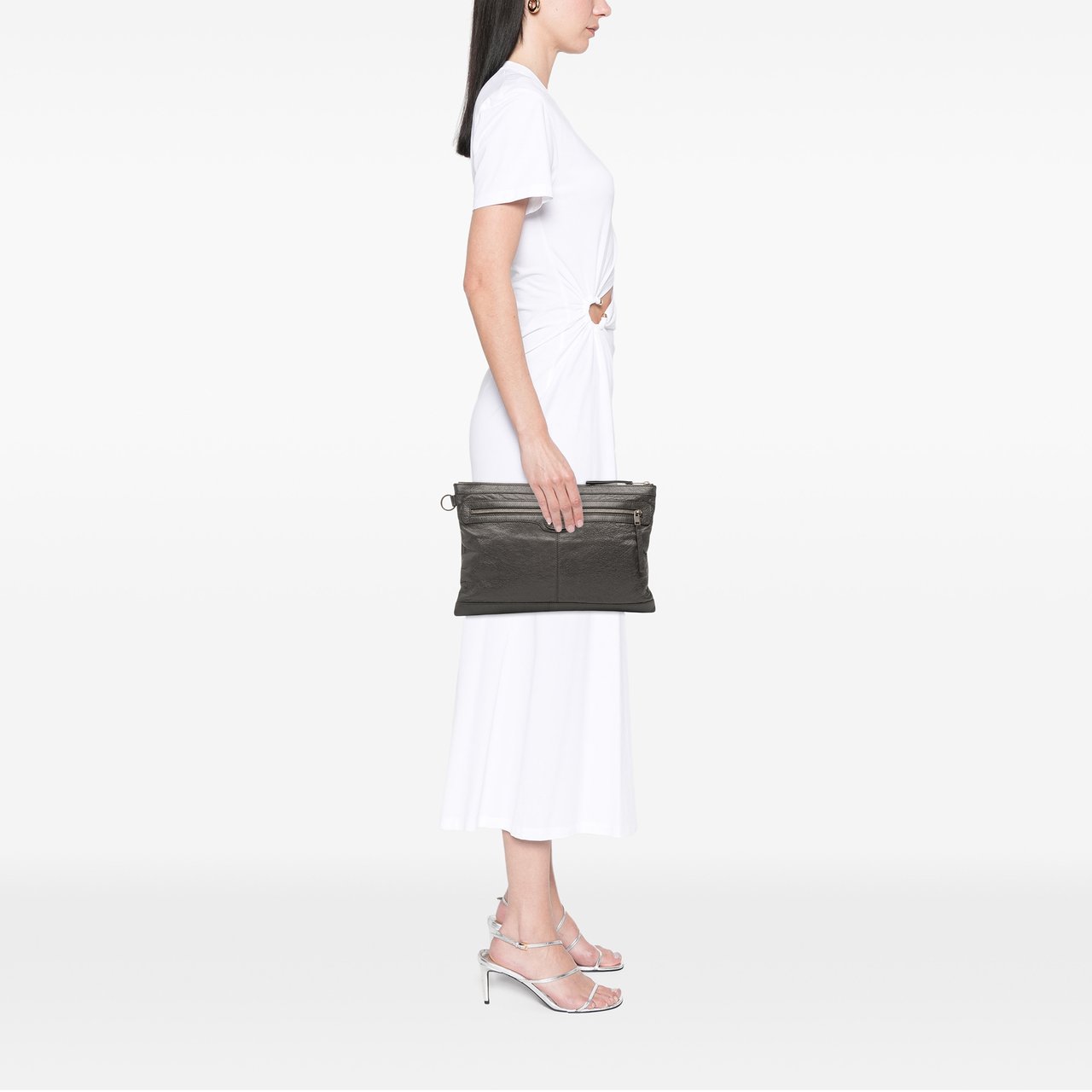 Balenciaga Lambskin Motocross Classic Clip L Clutch Zwart