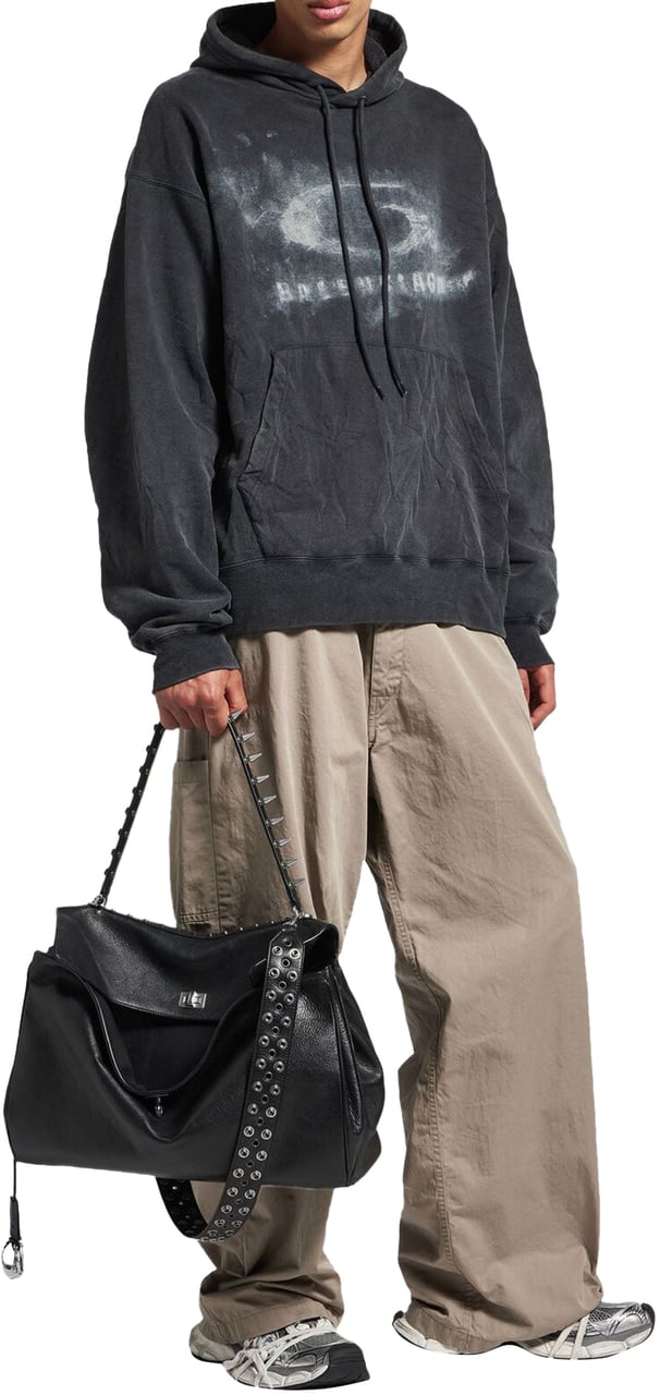 Balenciaga Oversized hoodie met gewassen Crayon Loop-logo Donkergrijs