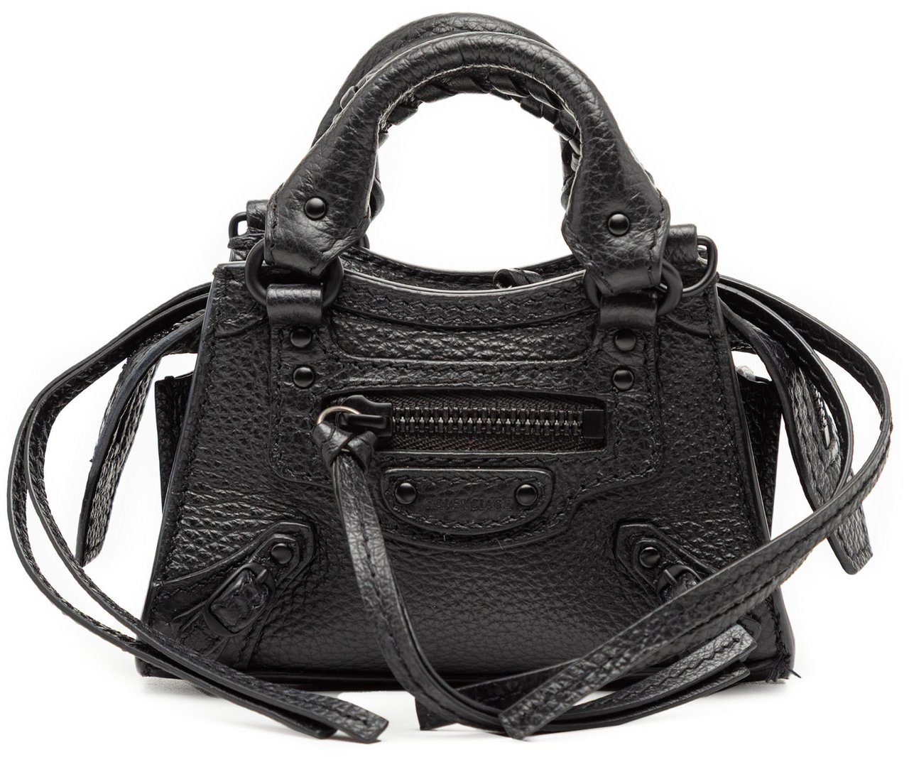 Balenciaga Super Nano Grained Calfskin Neo Classic City Satchel Zwart