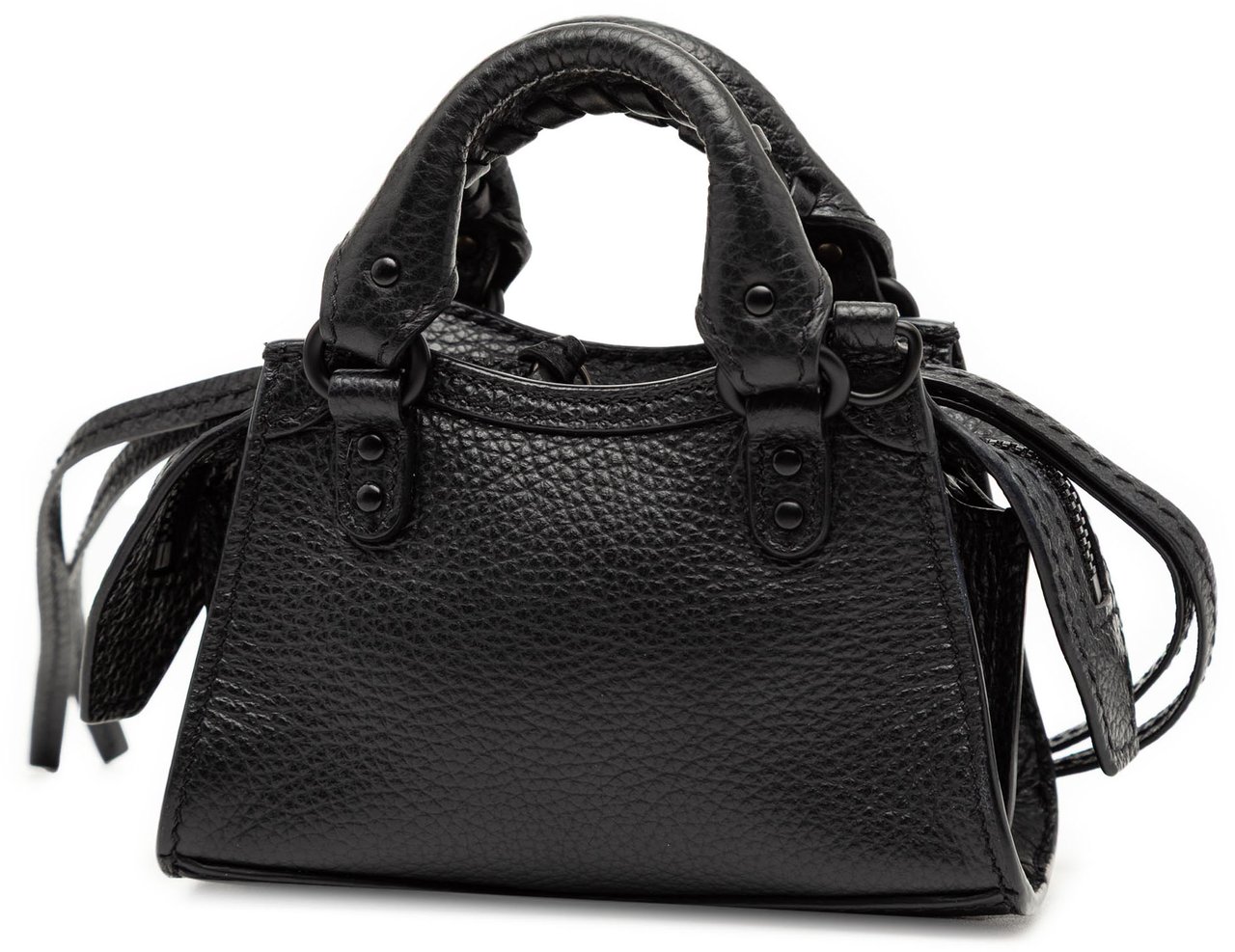 Balenciaga Super Nano Grained Calfskin Neo Classic City Satchel Zwart