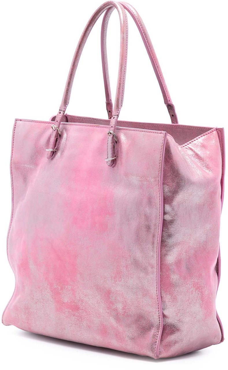 Balenciaga Metallic Leather Papier A5 Tote Roze