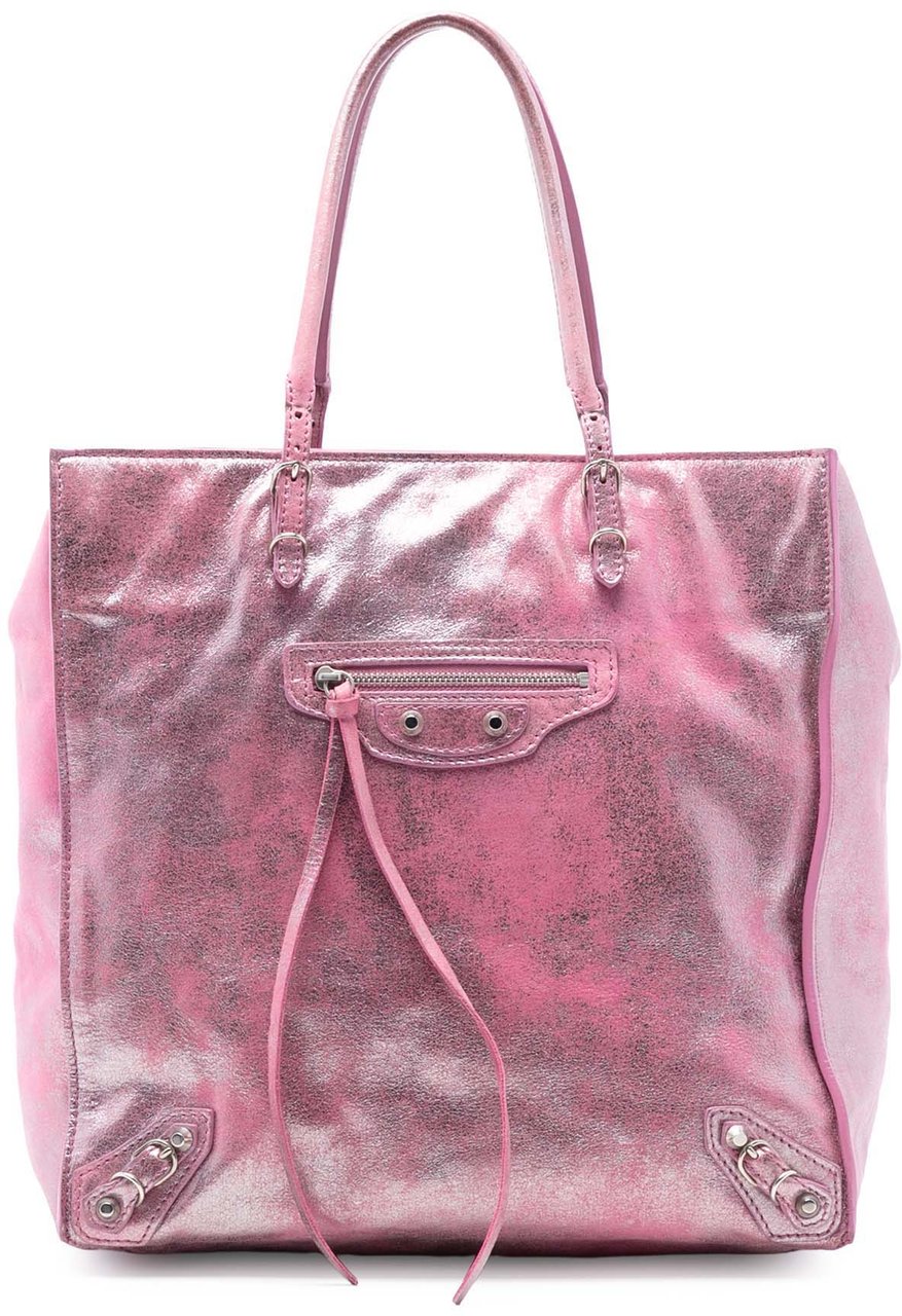 Balenciaga Metallic Leather Papier A5 Tote Roze