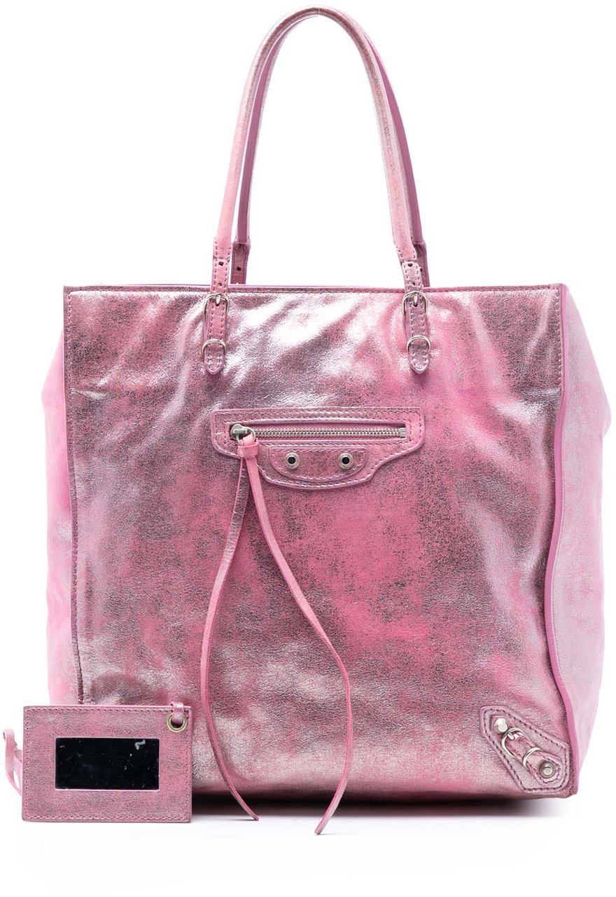 Balenciaga Metallic Leather Papier A5 Tote Roze