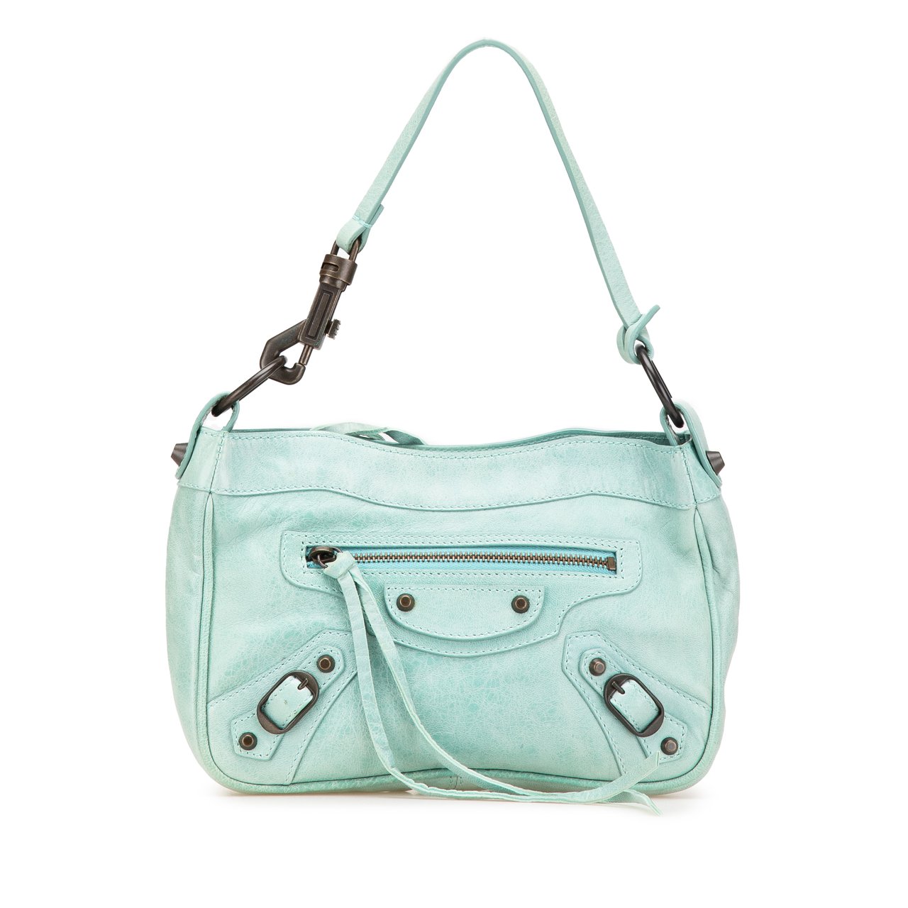 Balenciaga Lambskin Motocross Classic Hip Pochette Blauw