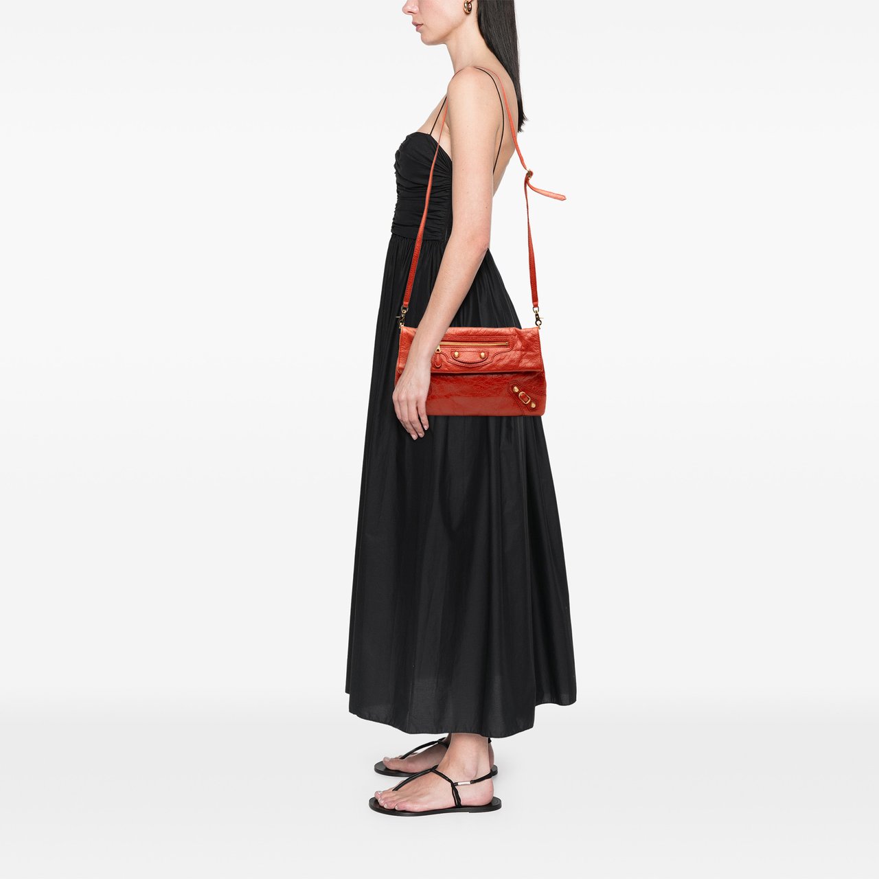 Balenciaga Lambskin Motocross Giant 12 Envelope Clutch With Strap Rood