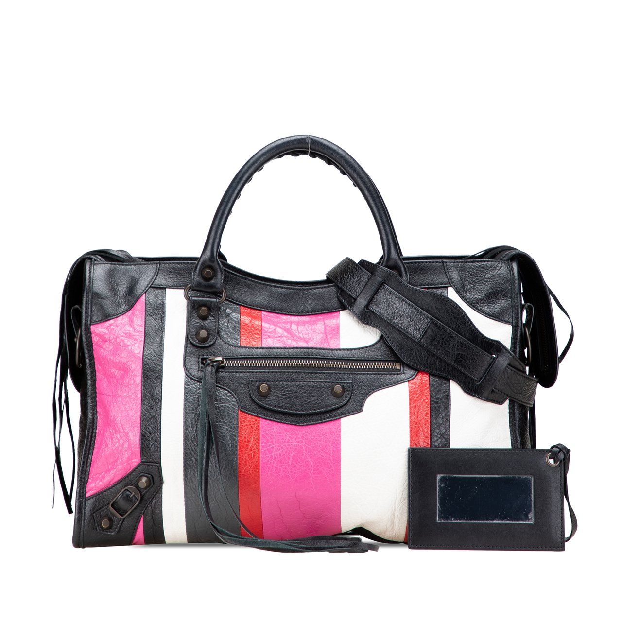 Balenciaga Lambskin Motocross Arena Multicolore Classic City Satchel Roze