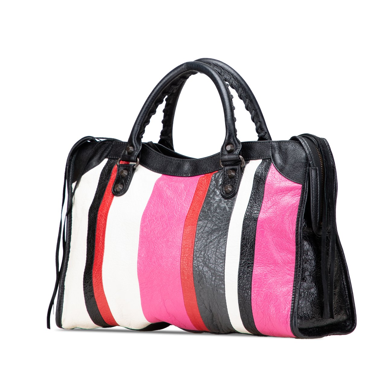 Balenciaga Lambskin Motocross Arena Multicolore Classic City Satchel Roze