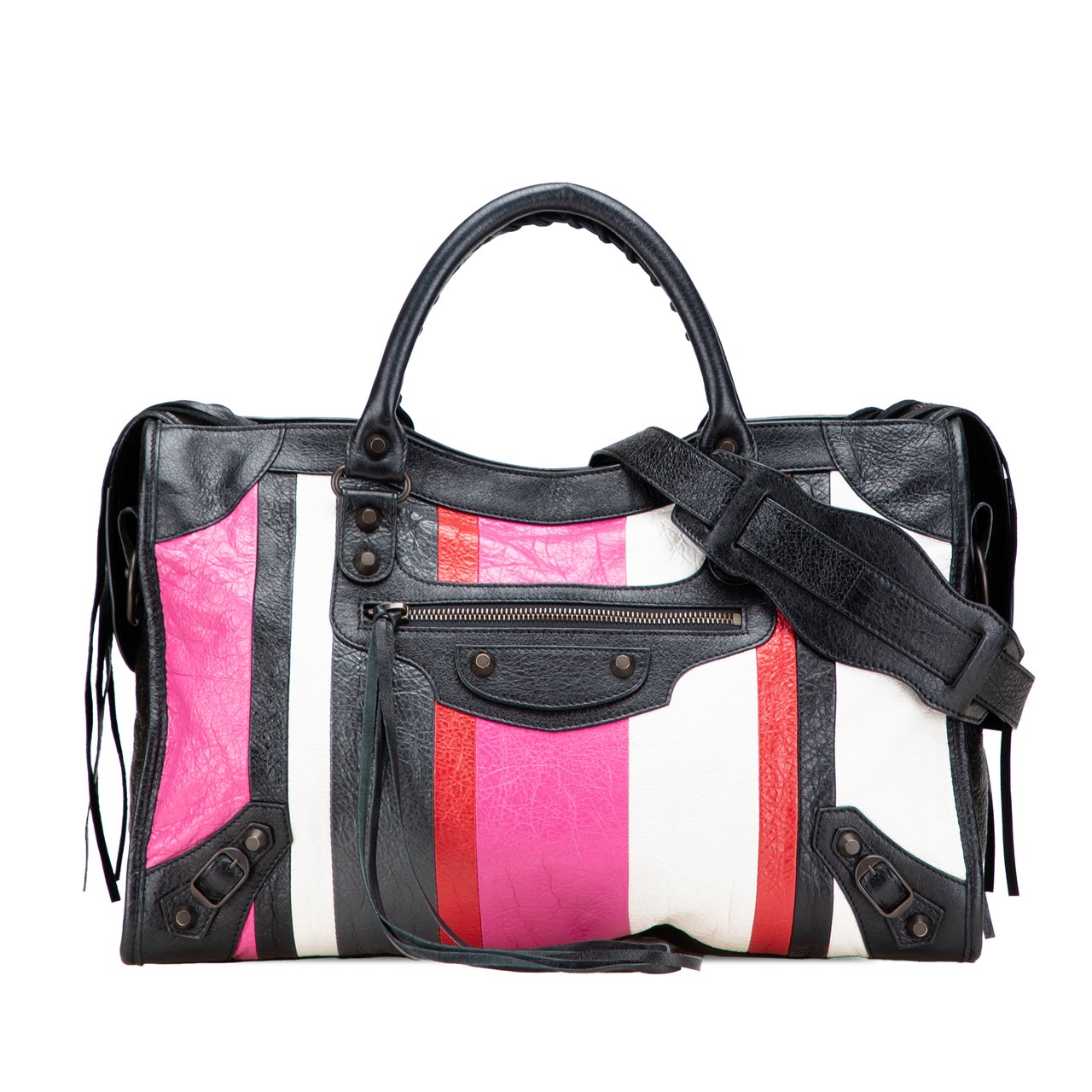 Balenciaga Lambskin Motocross Arena Multicolore Classic City Satchel Roze
