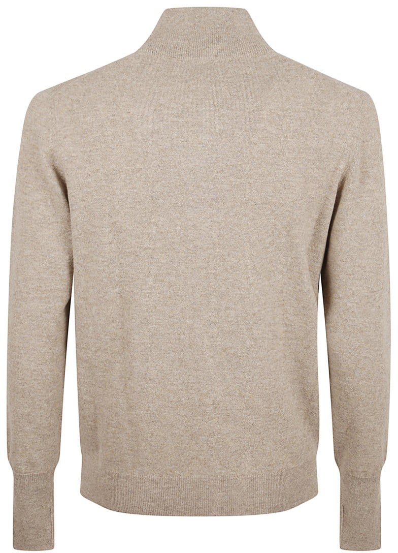 Ballantyne Plain Knit Beige Wool Sweater With Comfortable Fit Neutraal