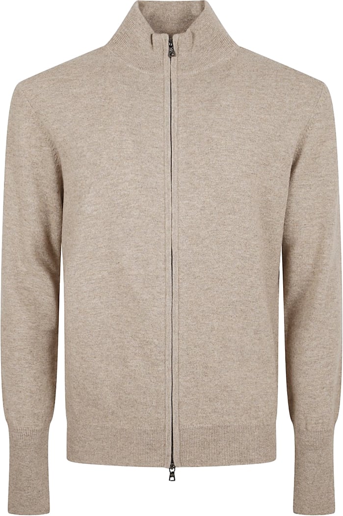 Ballantyne Plain Knit Beige Wool Sweater With Comfortable Fit Neutraal