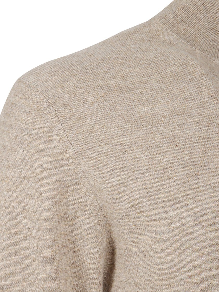 Ballantyne Plain Knit Beige Wool Sweater With Comfortable Fit Neutraal