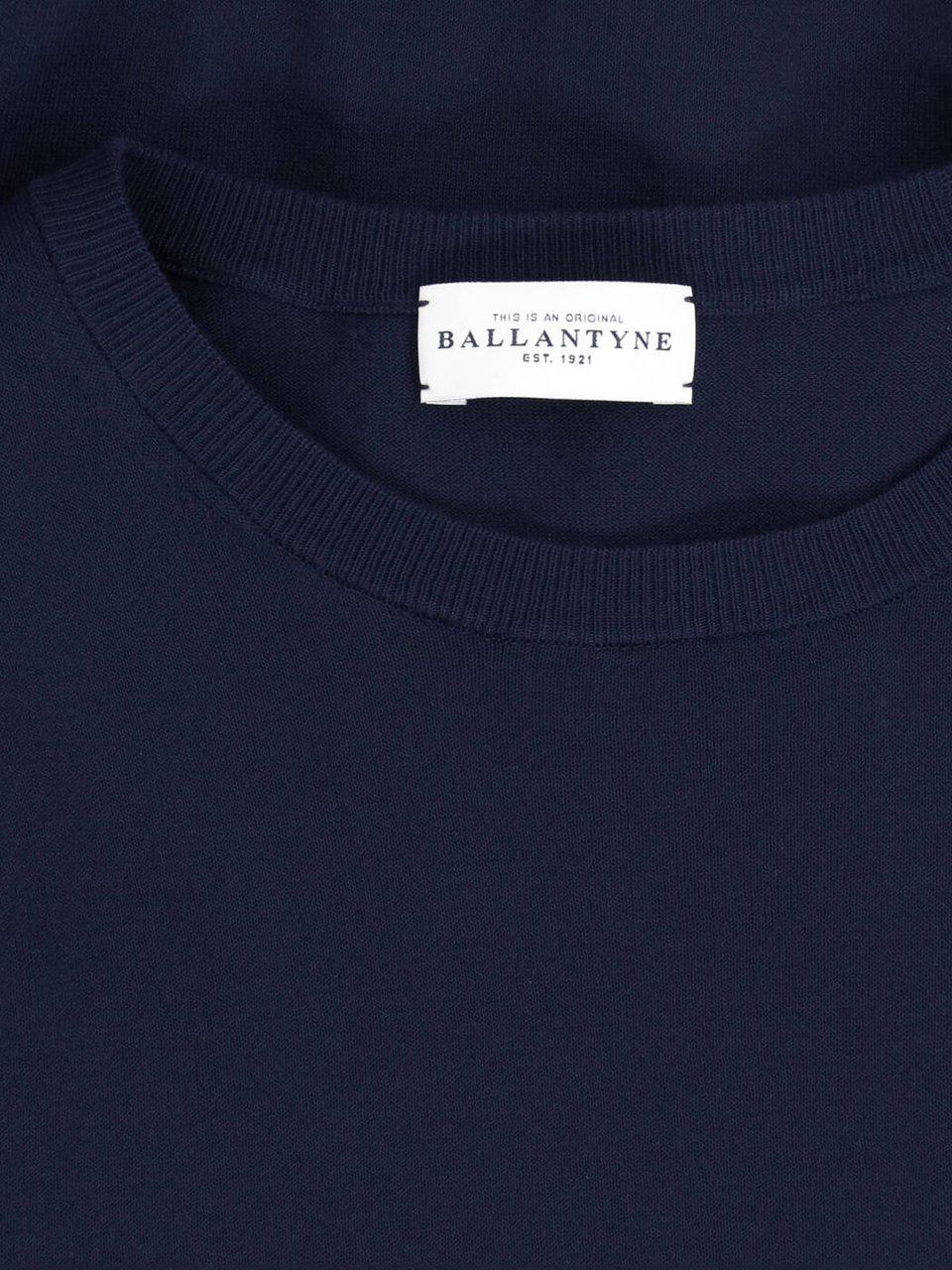 Ballantyne Blue Fine-Knit Ribbed Trim Crewneck Sweater Blauw