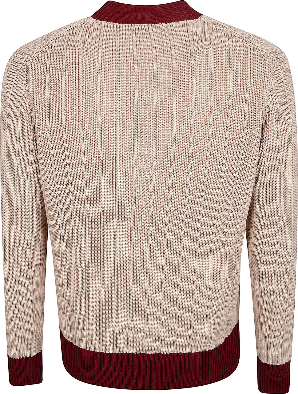Ballantyne Ribbed Cardigan with Burgundy Accents and Button-Down Front Neutraal