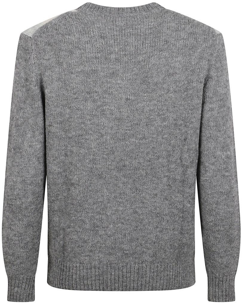 Ballantyne Geometric Pattern Knit Sweater With Classic Crew Neckline Grijs