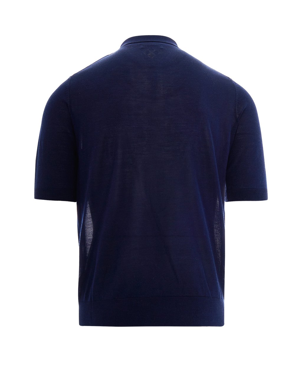 Ballantyne Navy Silk-Cashmere Polo with Three-Button Collar Zwart