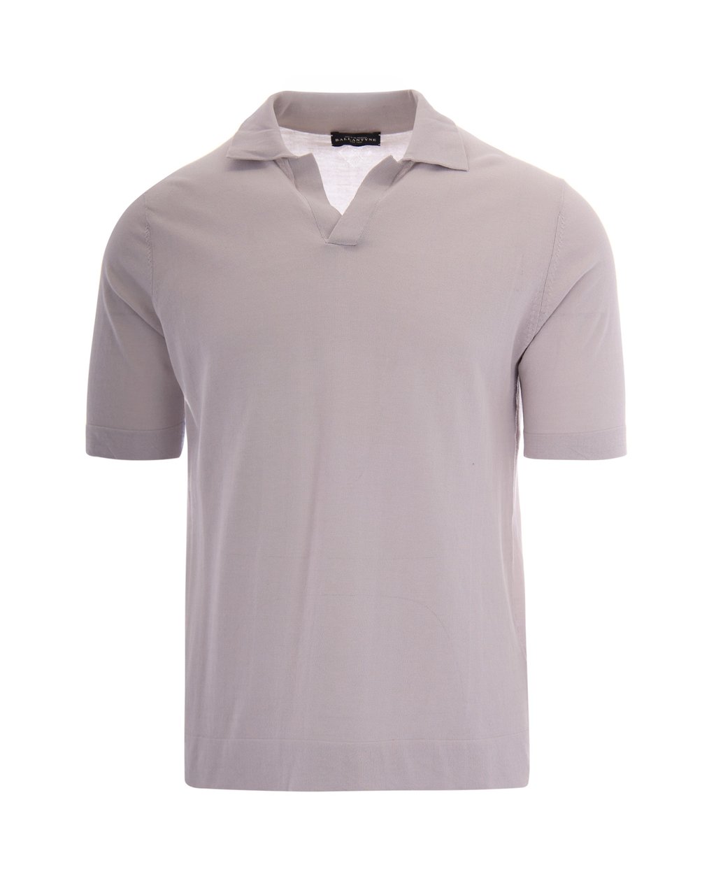 Ballantyne Polo Shirt with Open Collar Design in Stone Grey Grijs