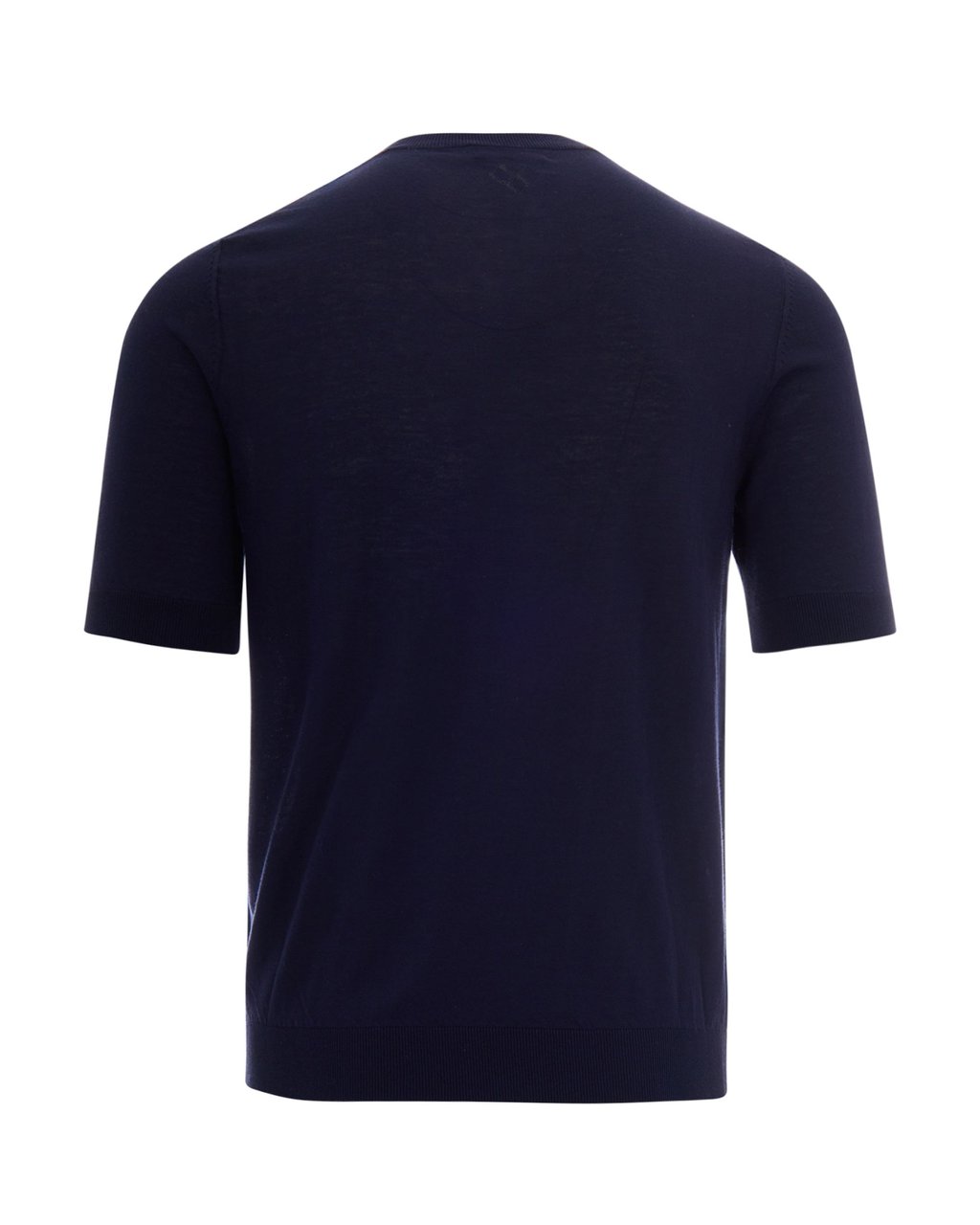 Ballantyne Short-Sleeve Slim-Fit Knit Top with Ribbed Detailing Blauw