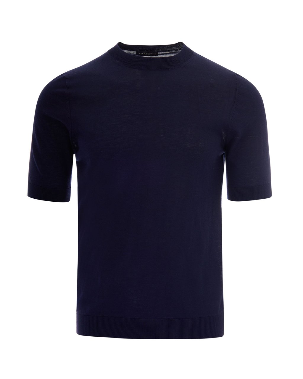 Ballantyne Short-Sleeve Slim-Fit Knit Top with Ribbed Detailing Blauw