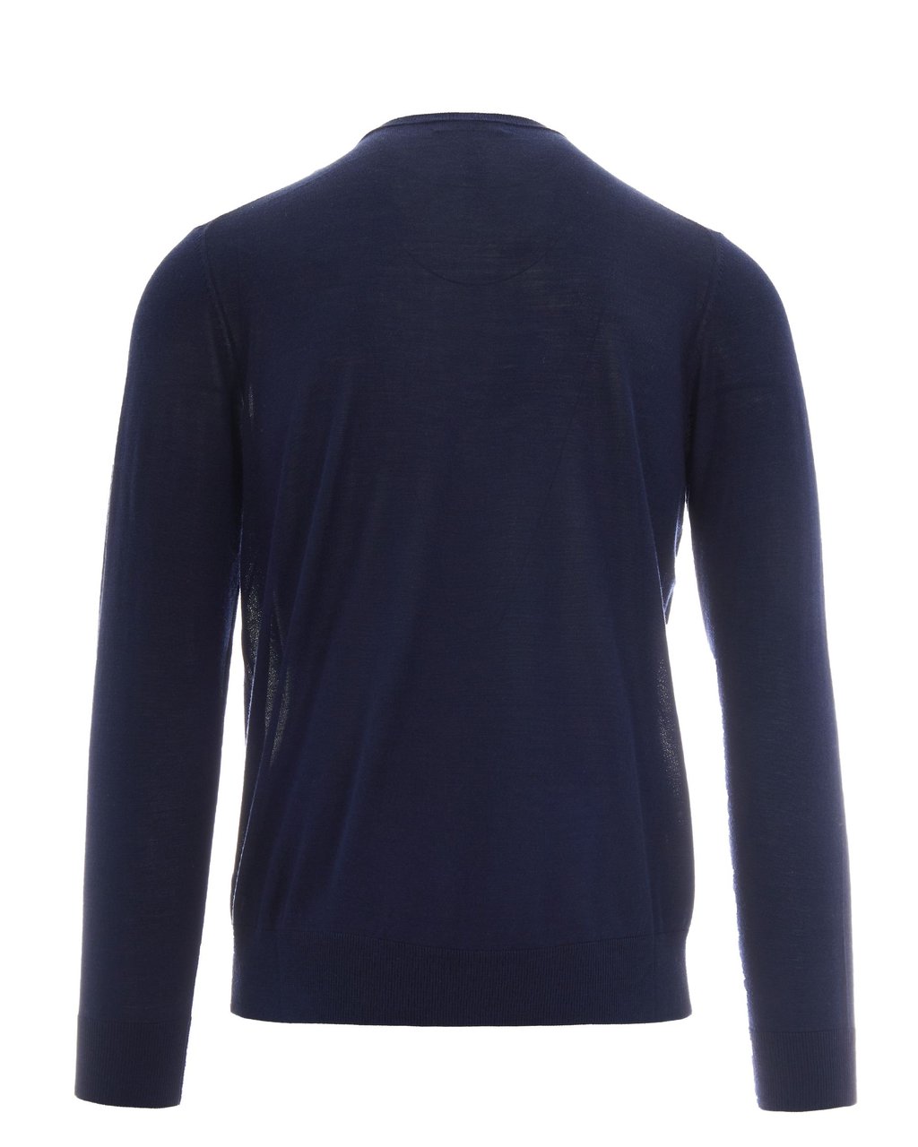 Ballantyne Finely Knit Round Neck Sweater in Navy Blue Zwart