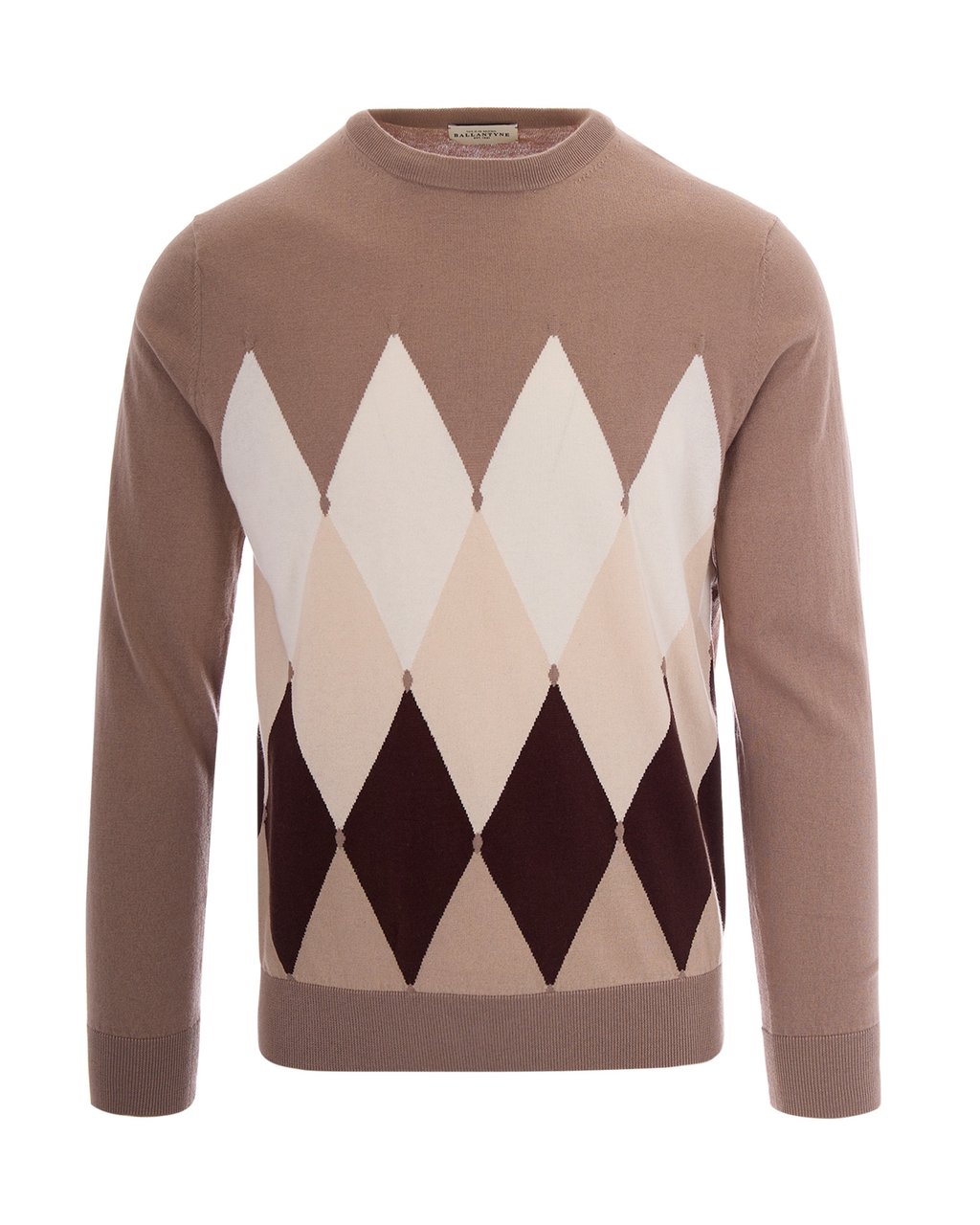 Ballantyne Lightweight Knit Sweater with Distinctive Diamond Pattern Bruin
