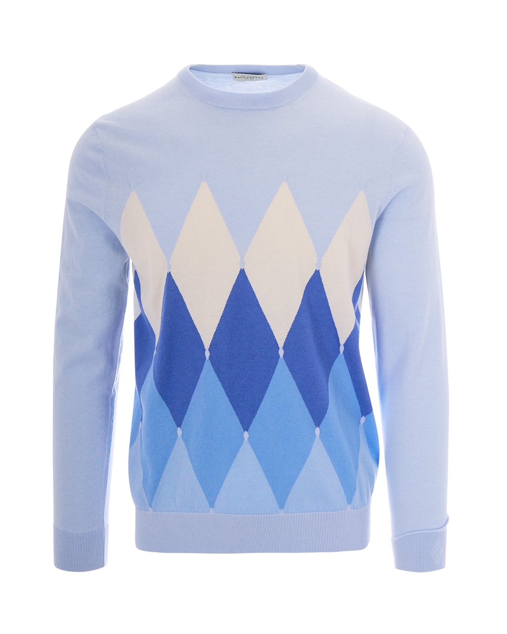 Ballantyne Lightweight Knit Sweater with Distinctive Argyle Design Blauw