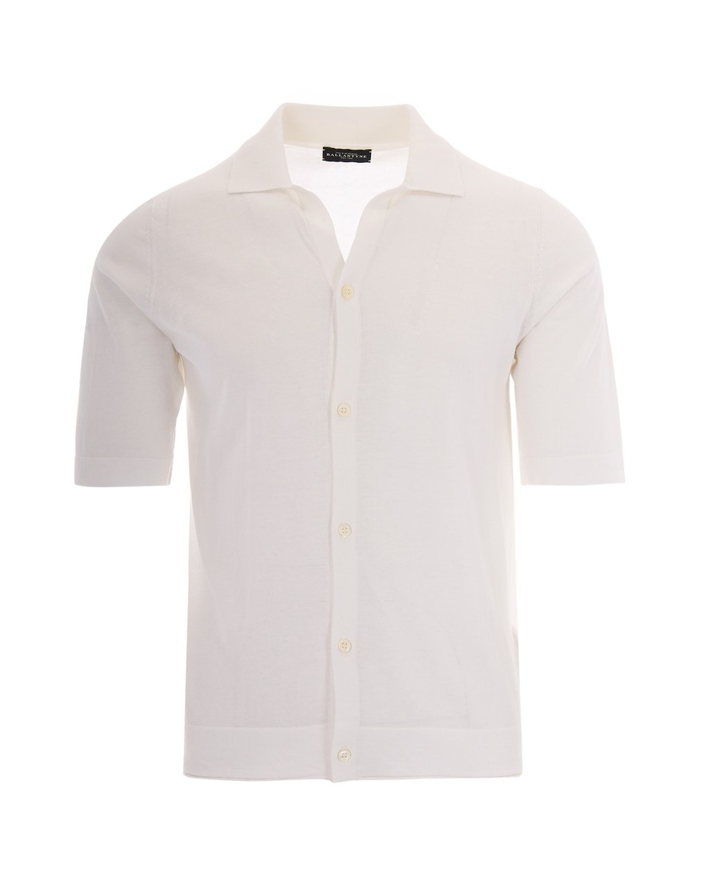 Ballantyne White Button-Up Shirt with Classic Collar and Smooth Finish Wit