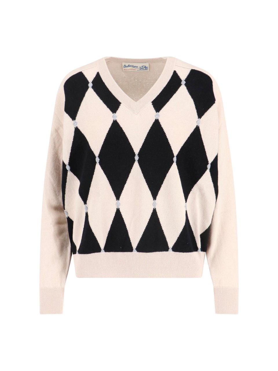 Ballantyne Cashmere Sweater, Beige, V-Neck, Long Sleeves Divers