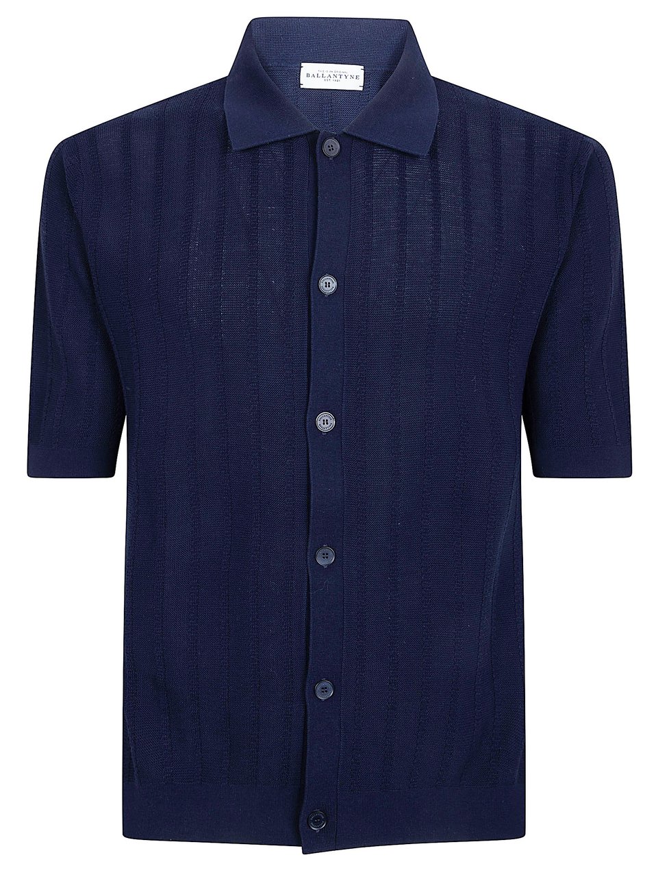 Ballantyne Short-Sleeved Button-Up Shirt with Vertical Stripe Pattern Zwart