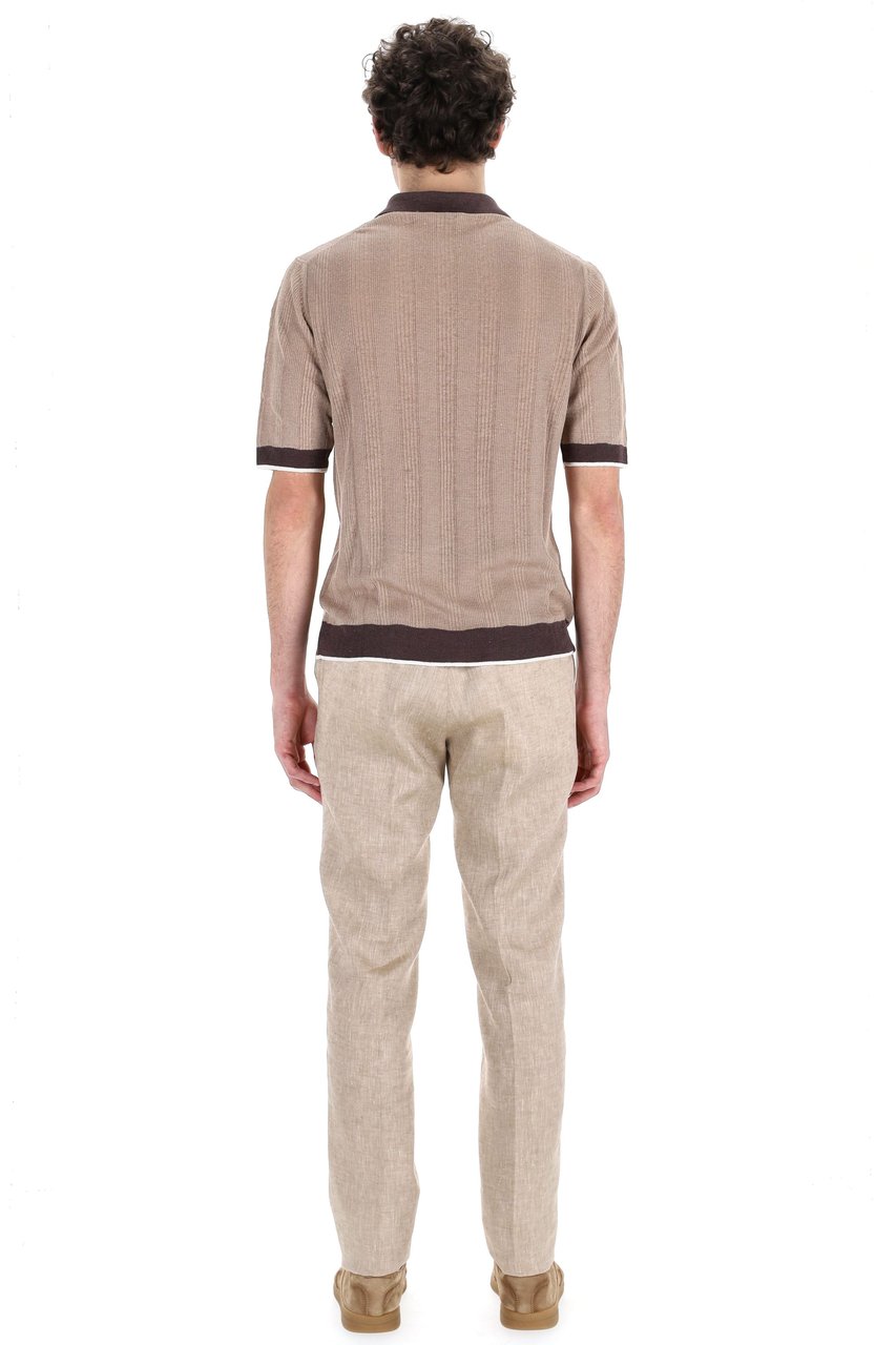 Ballantyne V-Neck Linen Tennis Polo Grijs
