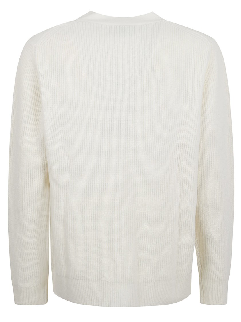 Ballantyne Ribbed Knit Cardigan Sweater With Deep V-Neckline Wit