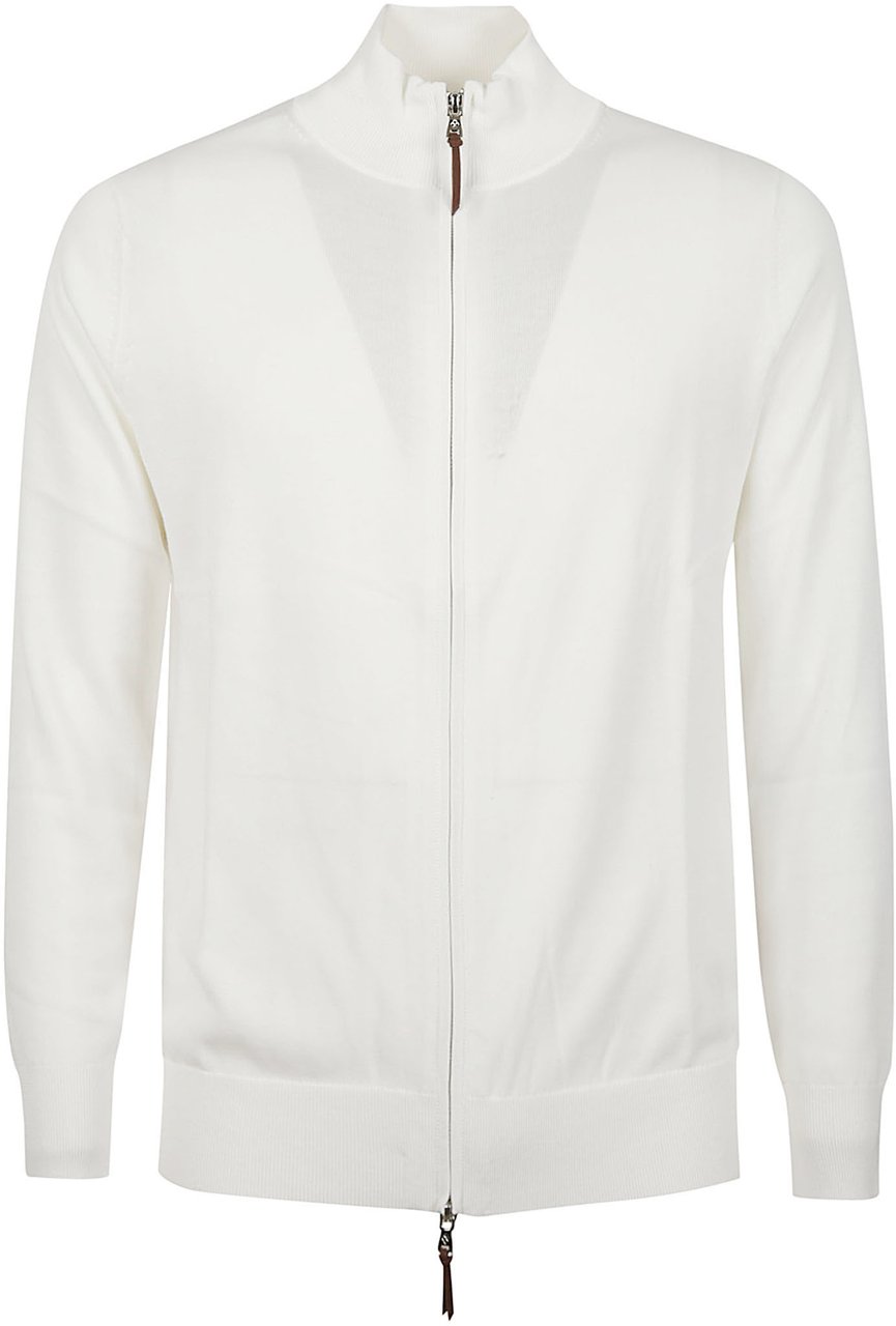 Ballantyne Plain Full Zip Cardigan White Wit