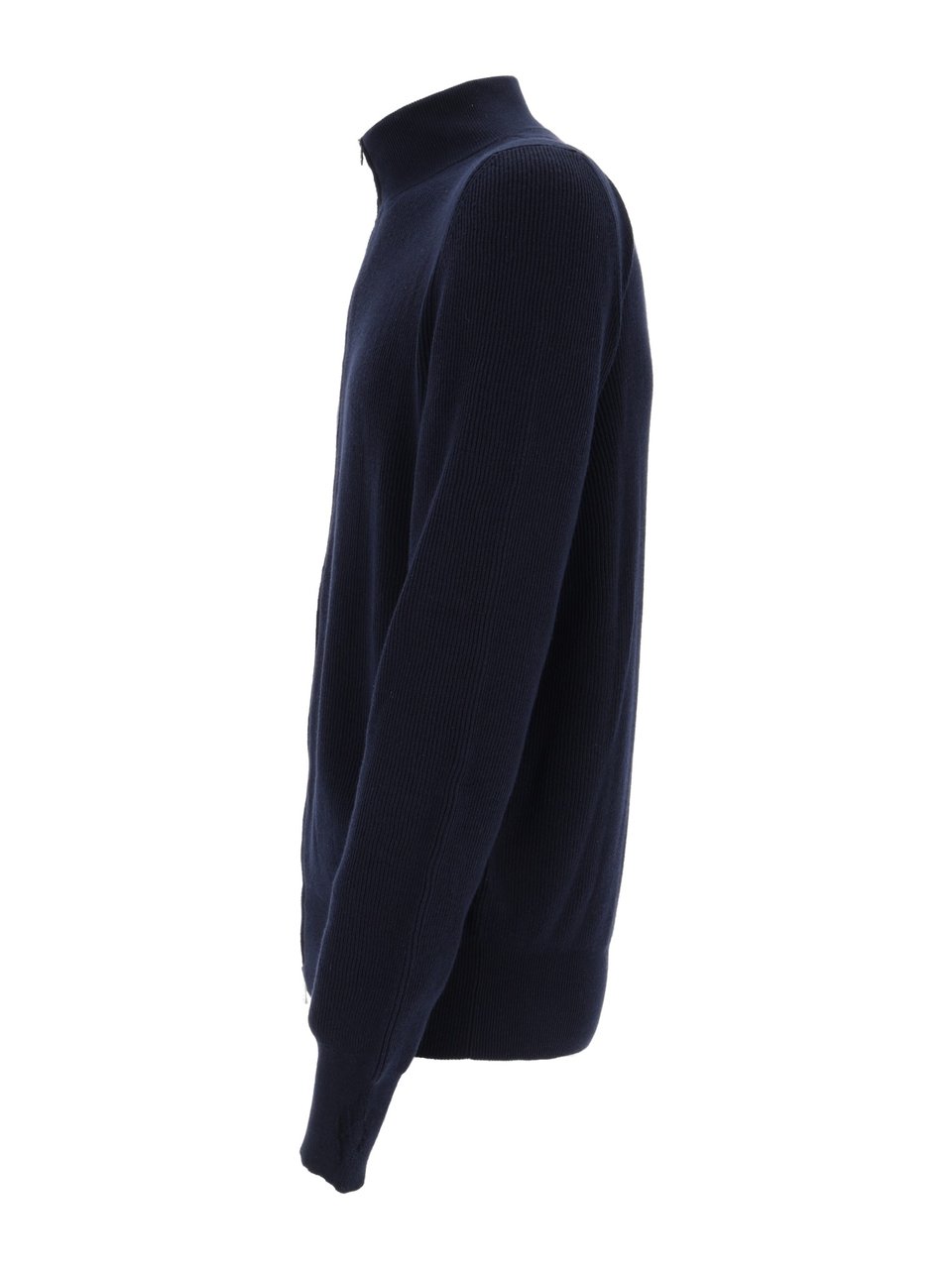 Ballantyne Ribbed Cotton Full Zip Sweater Zwart