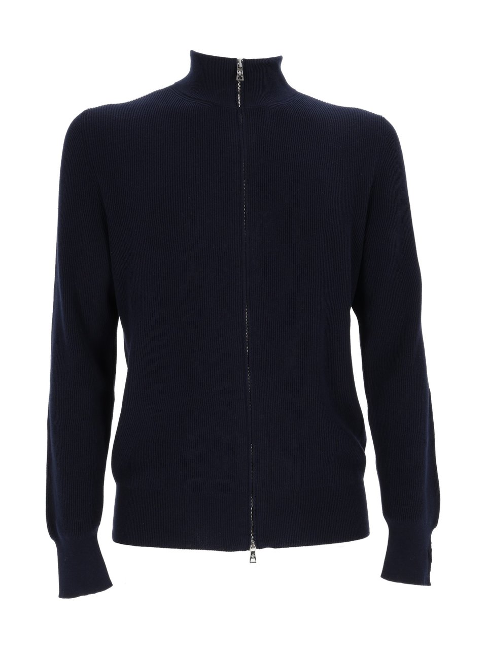 Ballantyne Ribbed Cotton Full Zip Sweater Zwart