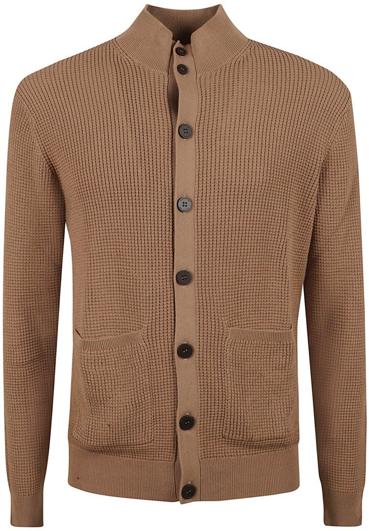 Ballantyne Textured Knit Sweater With Button-Up Front Bruin