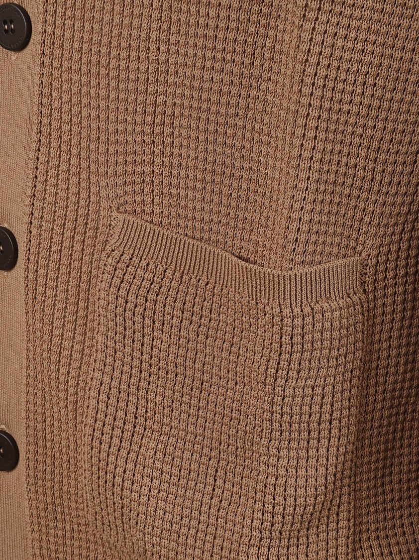 Ballantyne Textured Knit Sweater With Button-Up Front Bruin