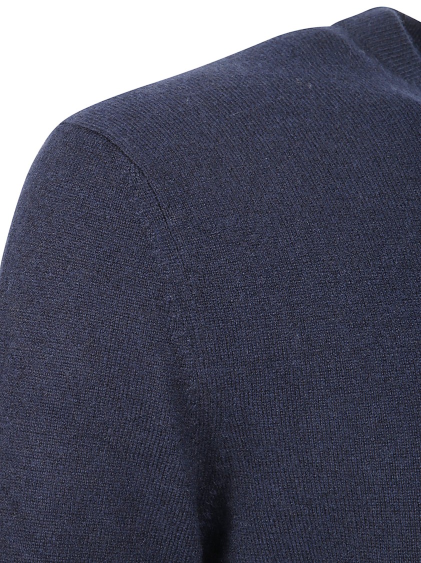 Ballantyne Crew Neck Knit Sweater With Ribbed Cuffs And Hem Blauw