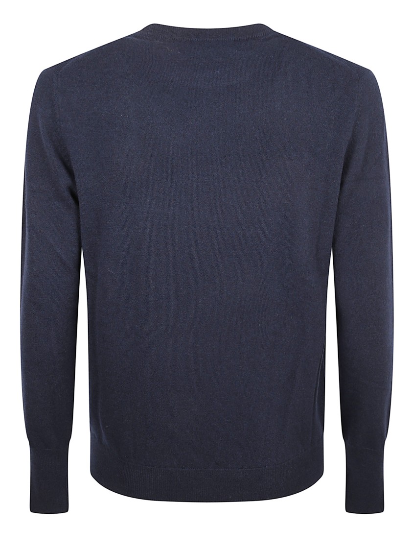Ballantyne Crew Neck Knit Sweater With Ribbed Cuffs And Hem Blauw
