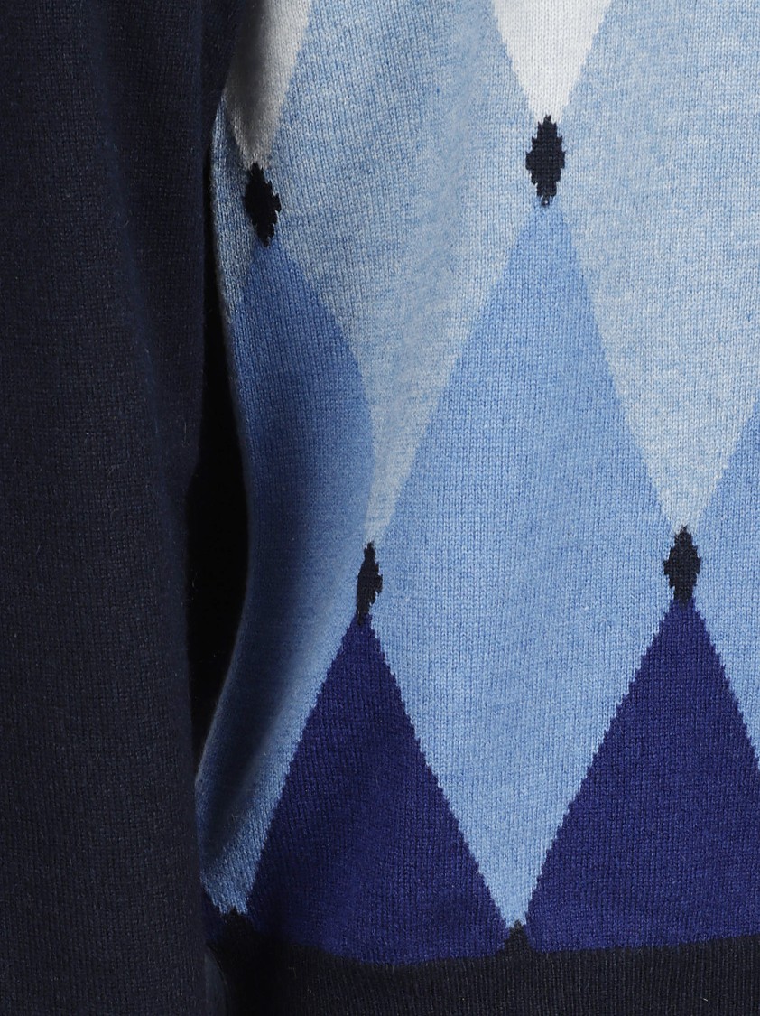 Ballantyne Classic Argyle Knit Sweater With Gradient Design Zwart