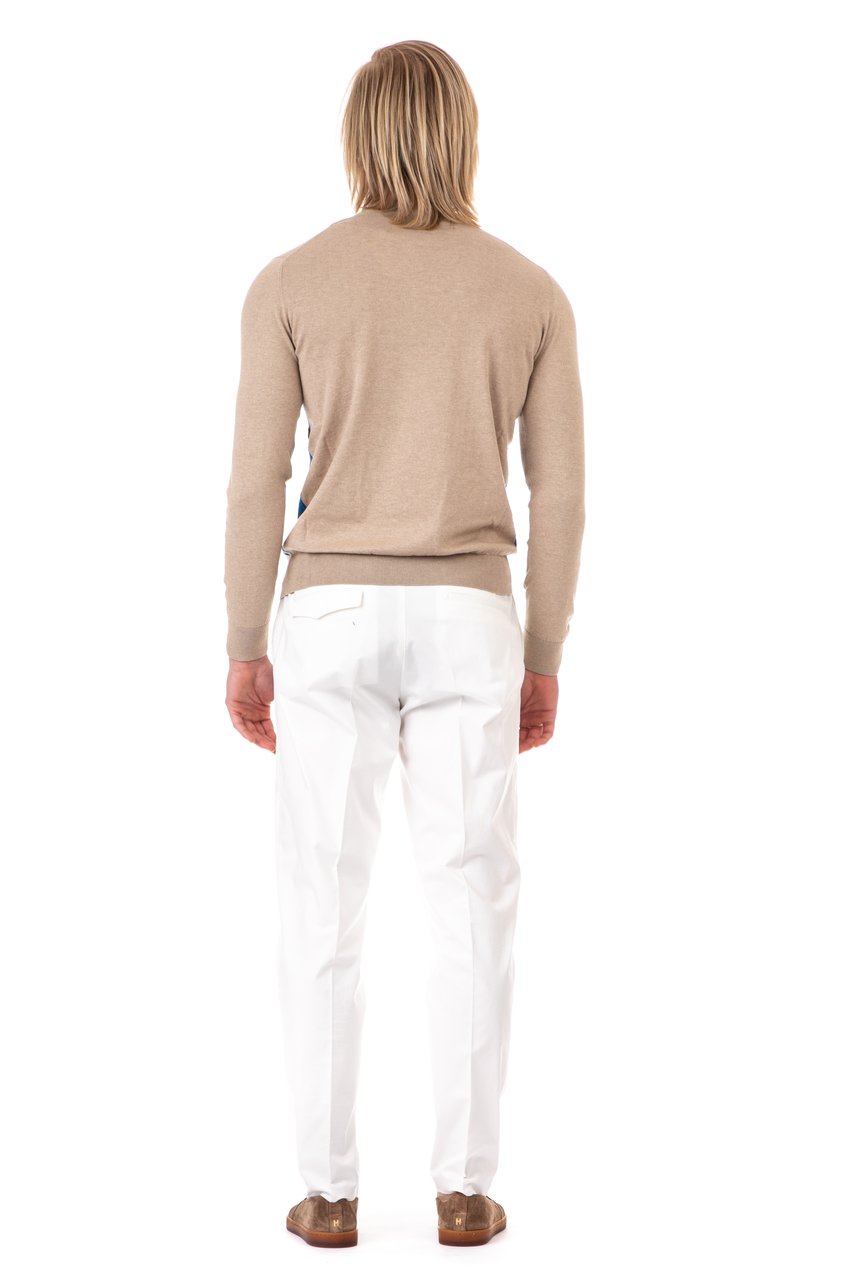 Ballantyne Diamond Cotton-Cashmere Crewneck Sweater Wit