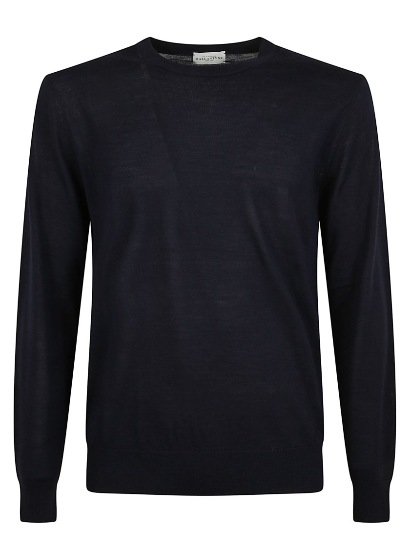 Ballantyne Rich Blue Wool Knit Sweater With Classic Design Blauw