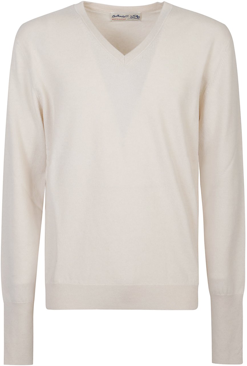 Ballantyne Plain V-neck Sweater White Wit