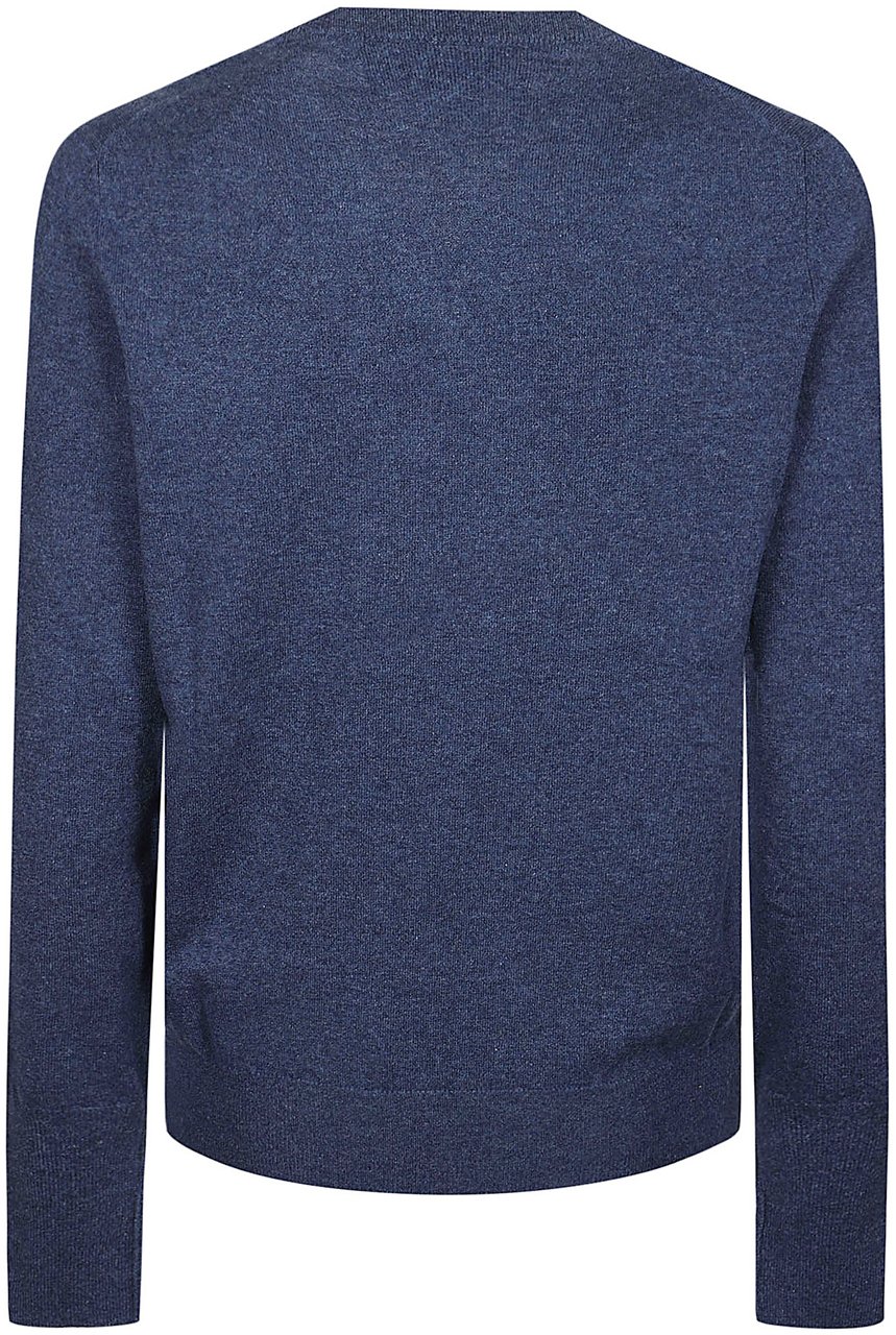Ballantyne Plain V-neck Sweater Blue Blauw