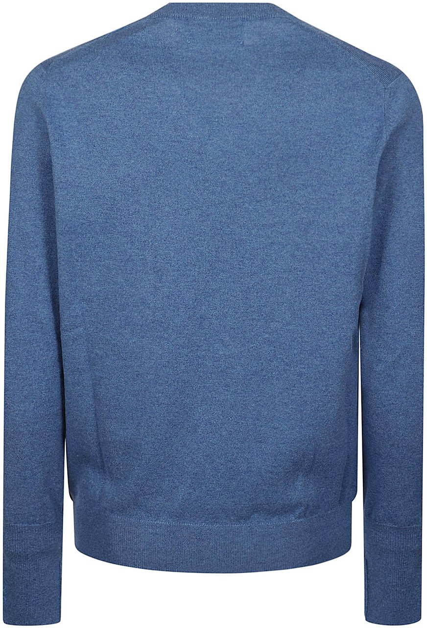 Ballantyne Plain V-neck Sweater Blue Blauw