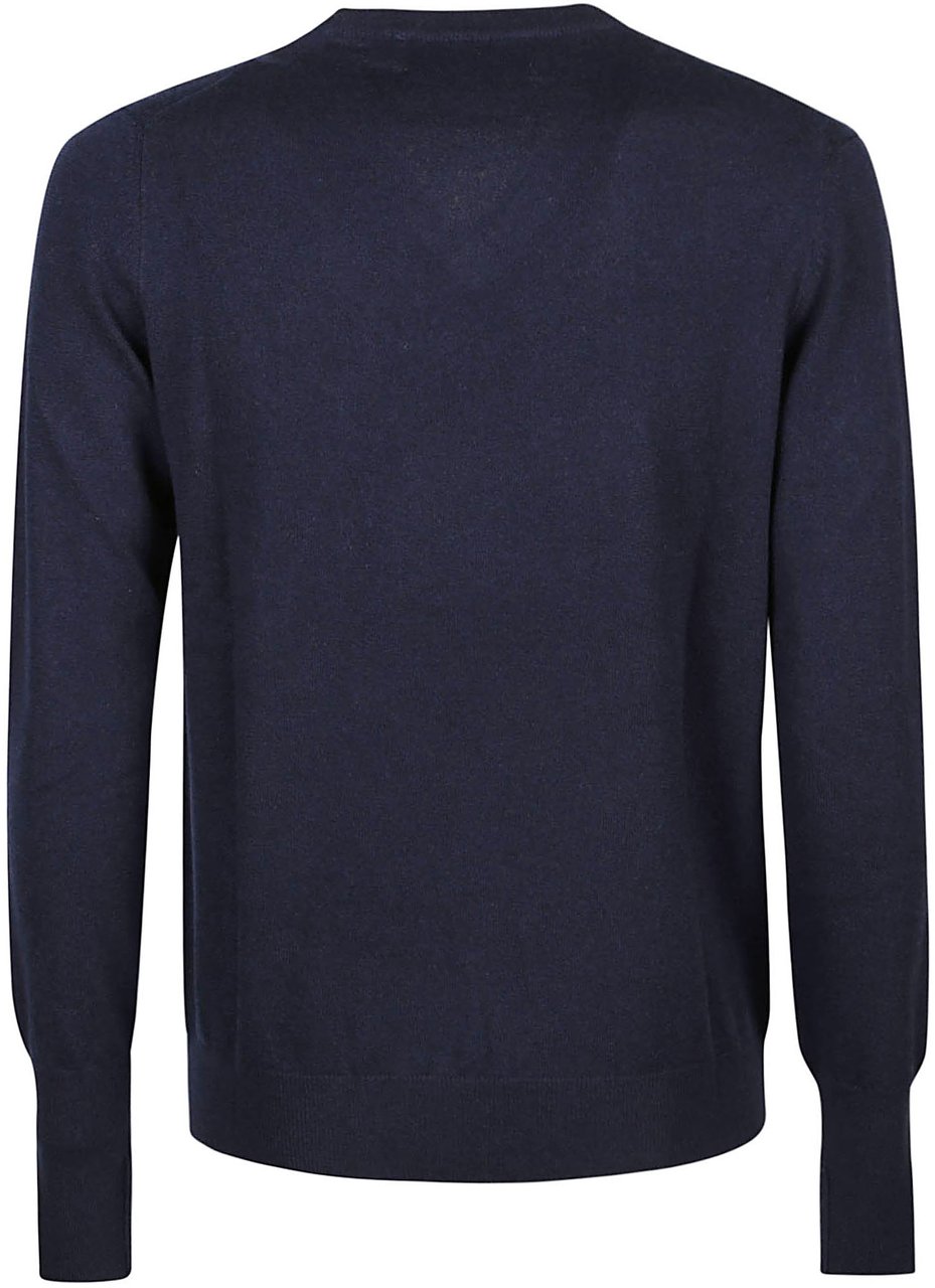 Ballantyne Plain V-neck Sweater Blue Blauw