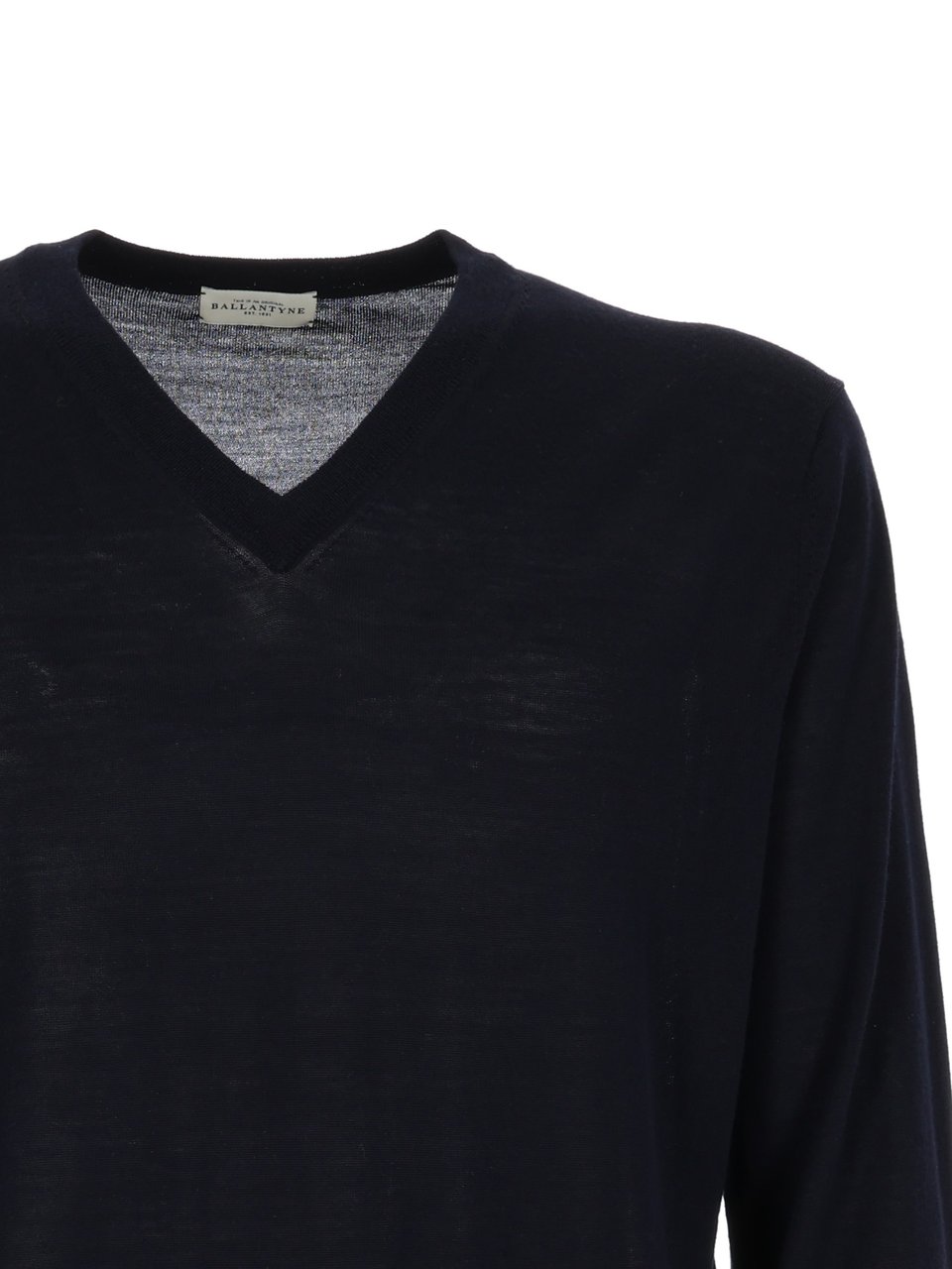 Ballantyne V Neck Ribbed Sweater Zwart