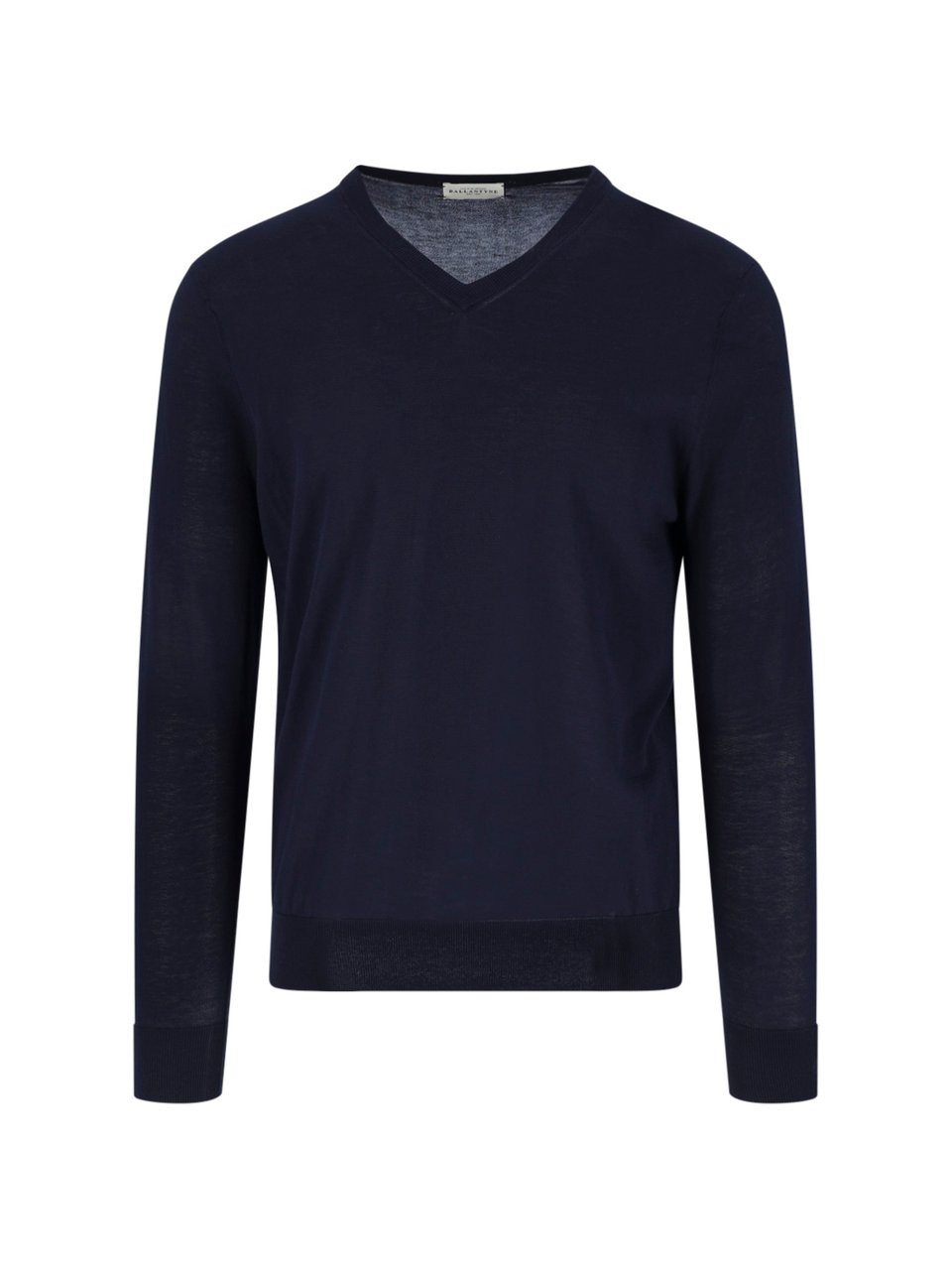 Ballantyne Blue V-Neck Ribbed Cotton Knit Sweater Blauw